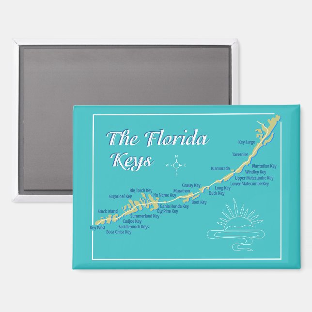 Aimant Carte des clés de Floride avec les noms des îles (Recto/Verso)