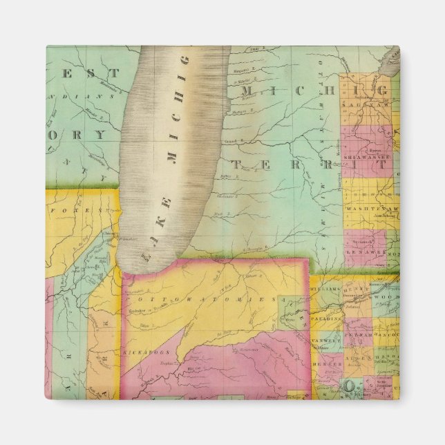 Aimant Carte des États de l'Ohio Indiana & Illinois (Devant)