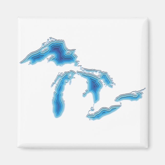 Aimant Carte des Grands Lacs (Devant)