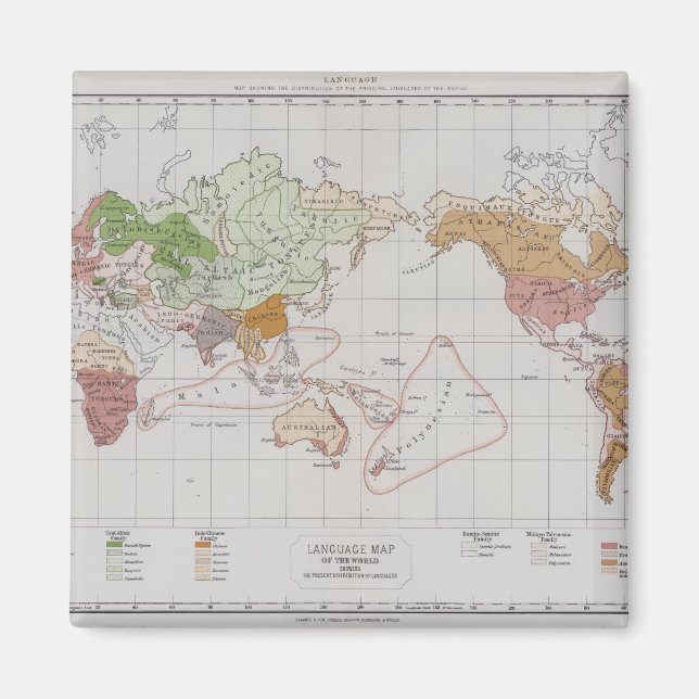 Aimant Carte des langues du monde (Devant)