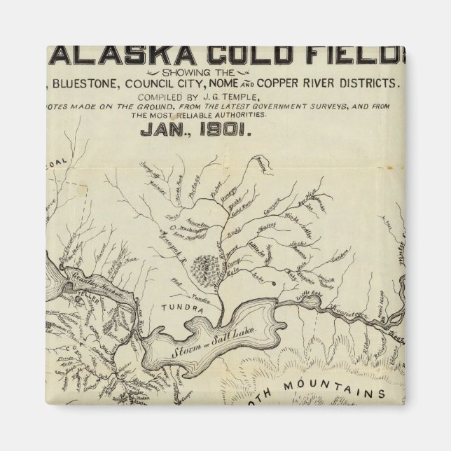 Aimant Carte Des Nouveaux Champs Gold De L'Alaska (Devant)
