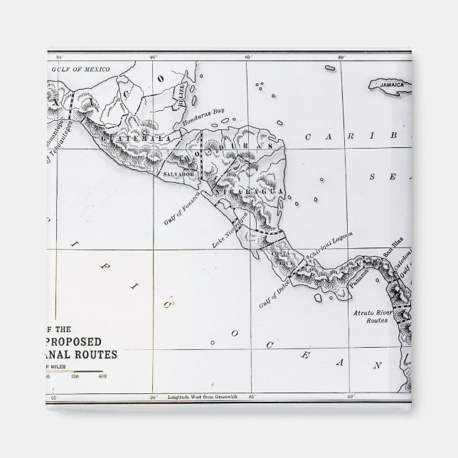 Aimant Carte des routes proposées du canal Isthmien (Devant)
