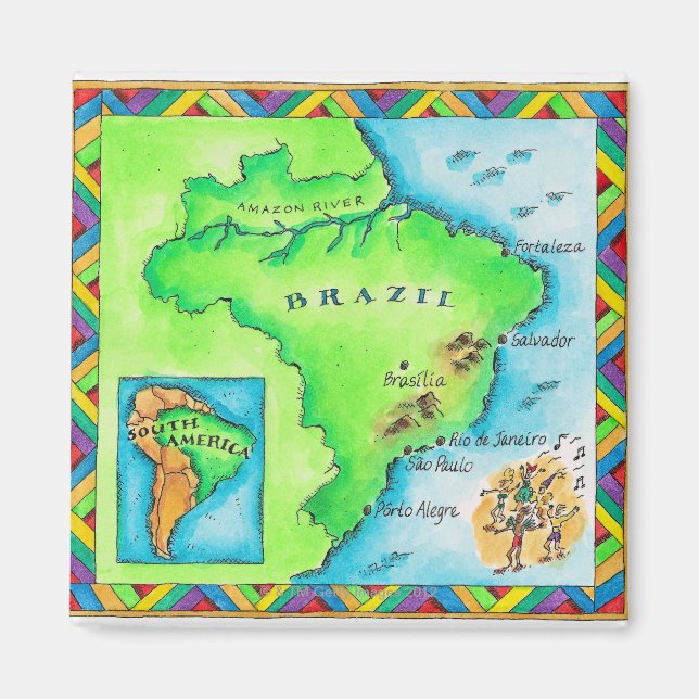 Aimant Carte du Brésil (Devant)