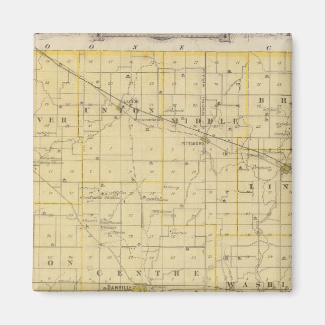 Aimant Carte du comté de Hendricks (Devant)