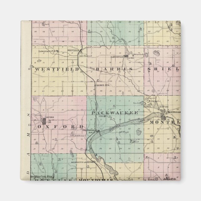 Aimant Carte du comté de Marquette et Westfield (Devant)