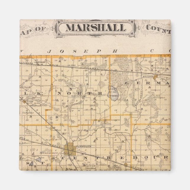 Aimant Carte du comté de Marshall (Devant)