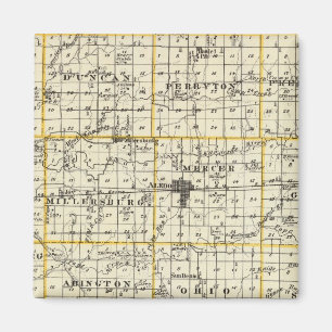 Aimant Carte du comté de Mercer, de Rock Island et de Pl