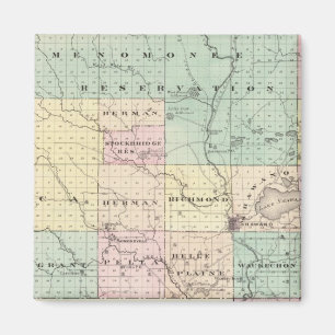Aimant Carte du comté de Shawano, État du Wisconsin