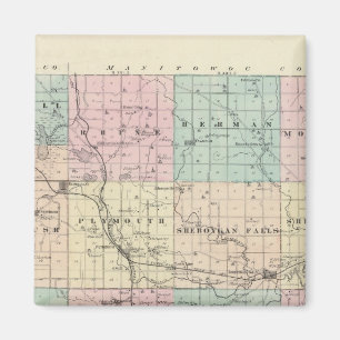 Aimant Carte du comté de Sheboygan, État du Wisconsin