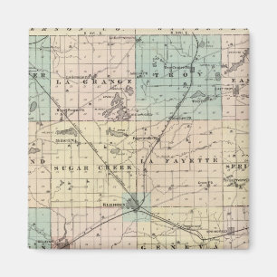 Aimant Carte du comté de Walworth, État du Wisconsin