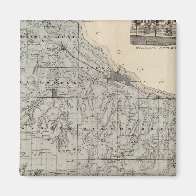 Aimant Carte du comté de Winona, Minnesota (Devant)