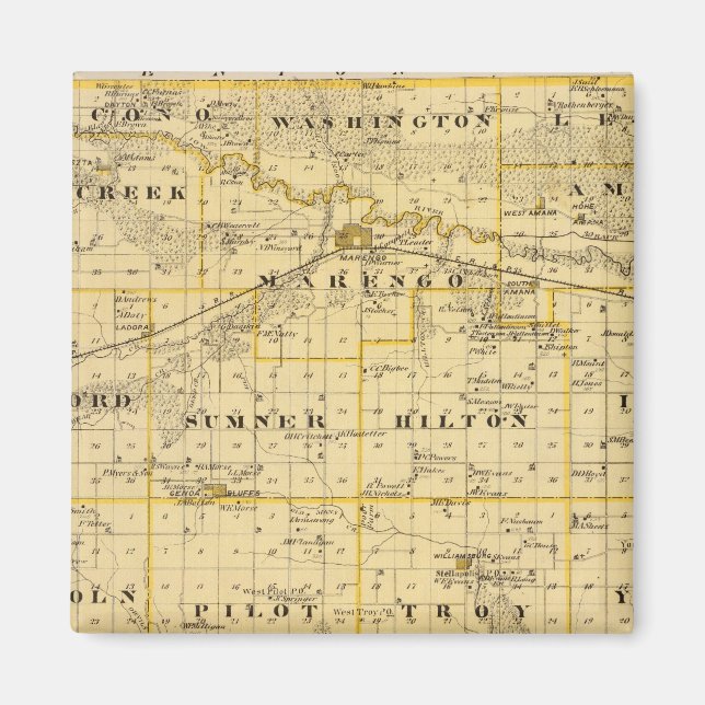 Aimant Carte du comté d'Iowa, État de l'Iowa (Devant)