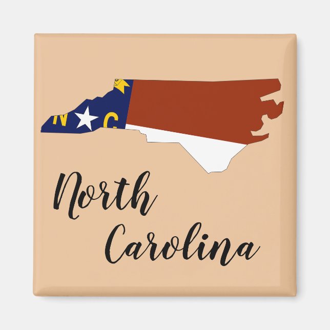 Aimant Carte du drapeau de l'État de Caroline du Nord (Devant)