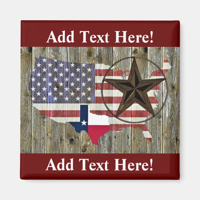 Aimant Carte du drapeau de l'État du Texas Lone Star Magn (Devant)