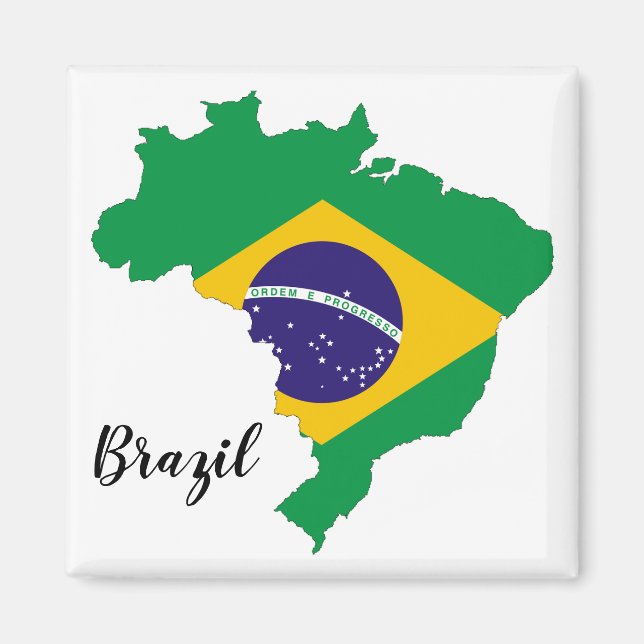 Aimant Carte du drapeau du Brésil (Devant)