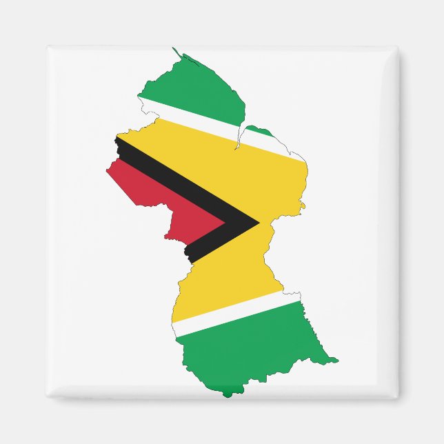 Aimant Carte du drapeau du Guyana (Devant)