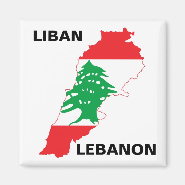 Aimant Carte du drapeau du Liban (Devant)