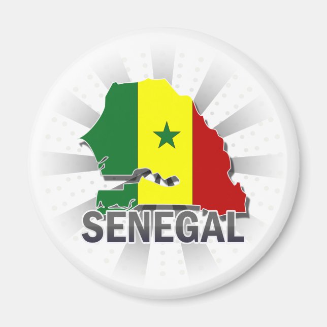 Aimant Carte du drapeau du Sénégal 2.0 (Devant)