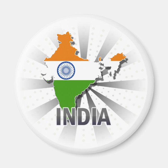 Aimant Carte du drapeau indien 2.0 (Devant)
