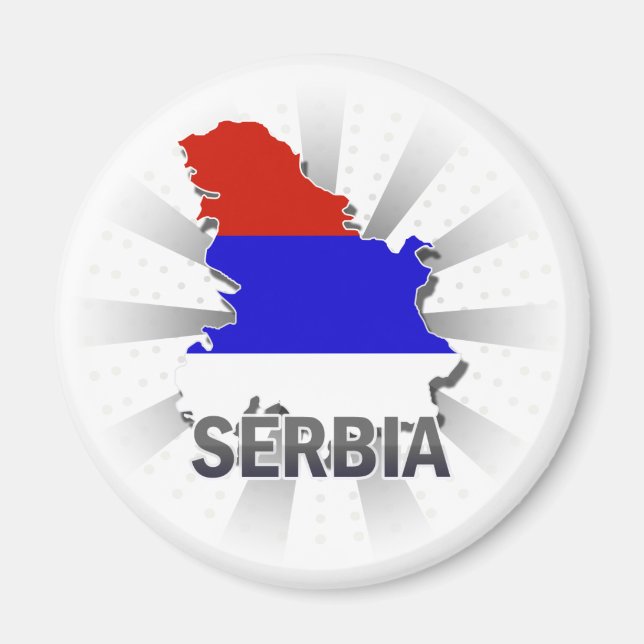 Aimant Carte du drapeau serbe 2.0 (Devant)