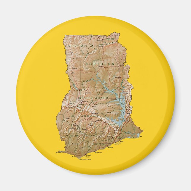 Aimant Carte du Ghana (Devant)