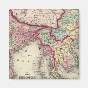 Aimant Carte du Hindoostan, de l'Inde, de la Chine et du