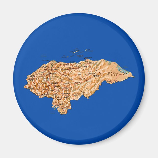Aimant Carte du Honduras (Devant)