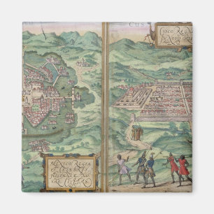 Aimant Carte du Mexique et Cuzco, de 'Civitates Orbis Ter