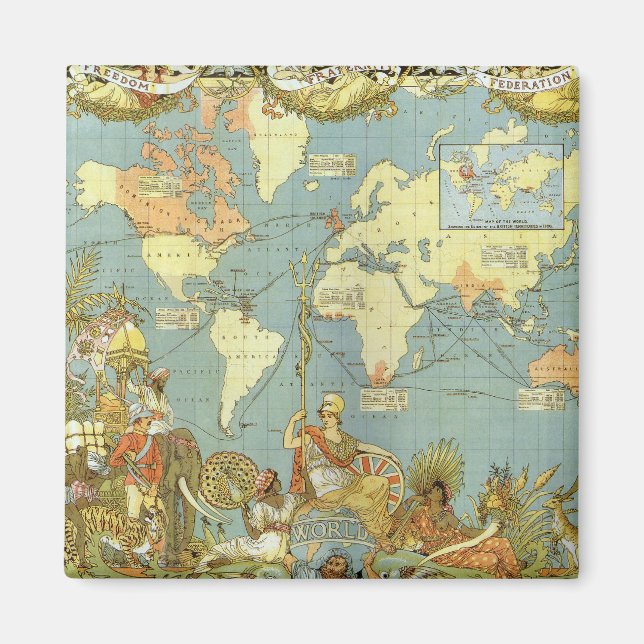 Aimant Carte du monde antique de l'Empire britannique, 18 (Devant)