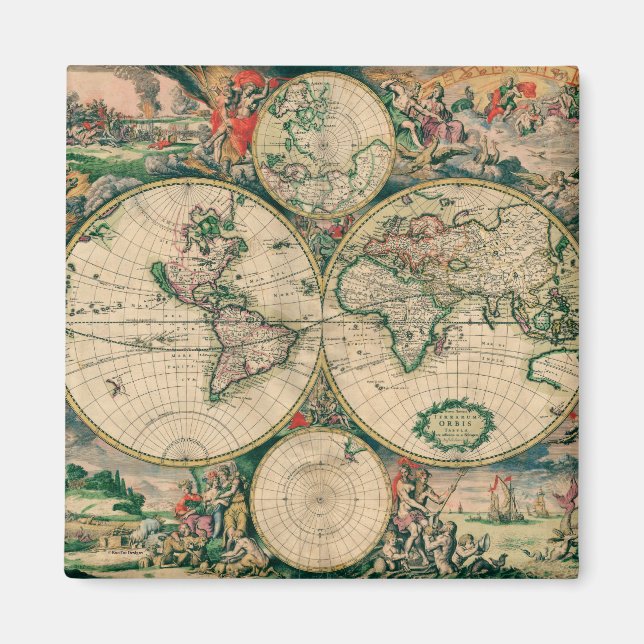 Aimant Carte du monde du XVIIe siècle (Devant)