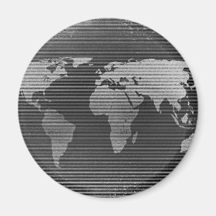 Aimant Carte du monde noir et blanc