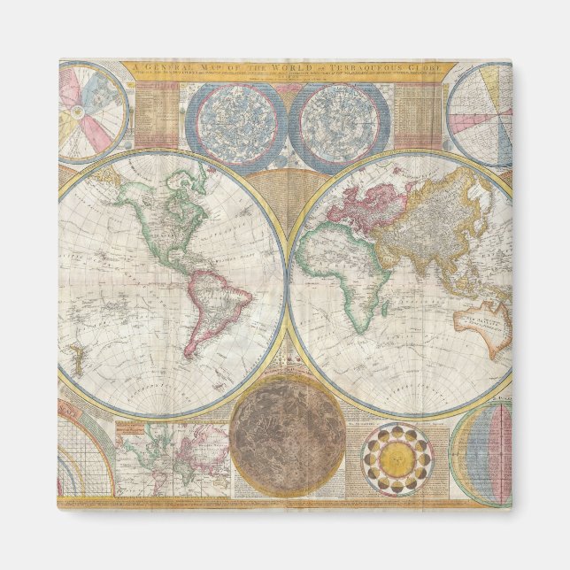 Aimant Carte du monde vintage (Devant)