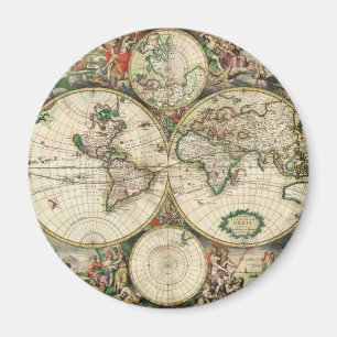 Aimant Carte du monde vintage