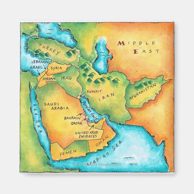 Aimant Carte du Moyen-Orient (Devant)