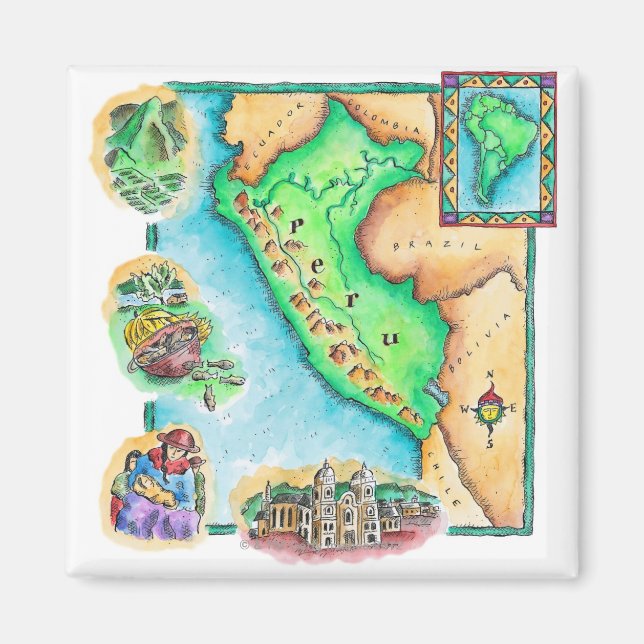 Aimant Carte du Pérou (Devant)