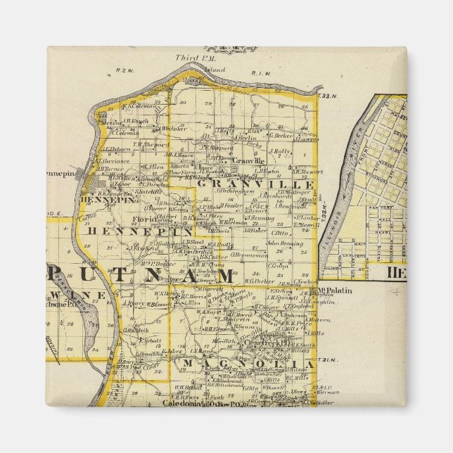 Aimant Carte du Putnam et de la partie est des comtés Mar (Devant)