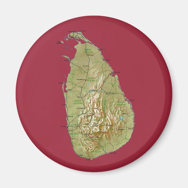 Aimant Carte du Sri Lanka (Devant)