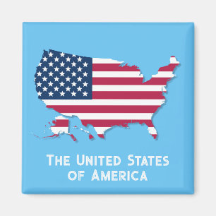 Aimant Carte et drapeau américains personnalisés Rouge Bl