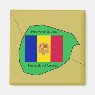 Aimant Carte et drapeau d'Andorre