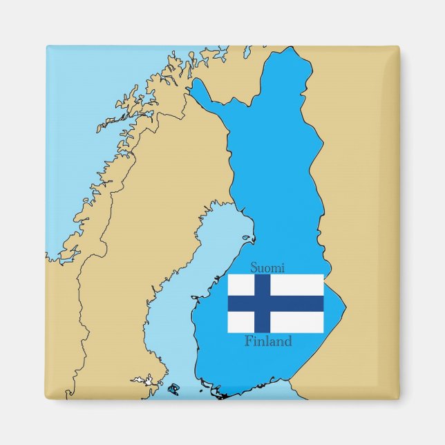 Aimant Carte et drapeau de la Finlande (Devant)
