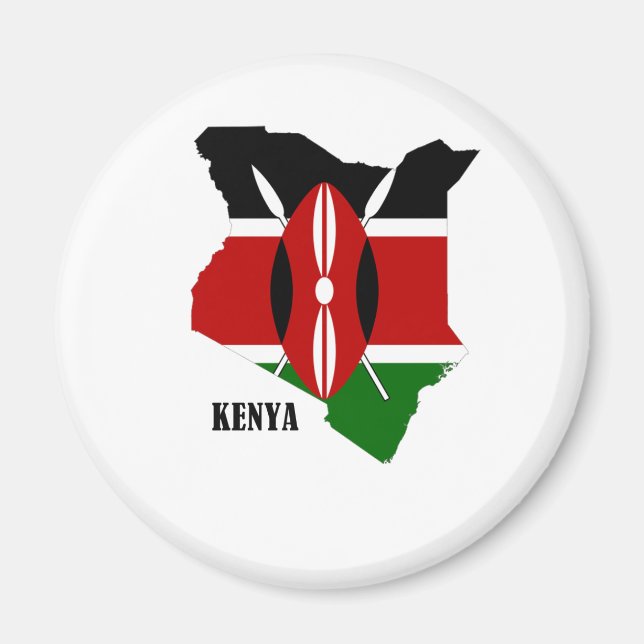 Aimant Carte et drapeau du Kenya (Devant)
