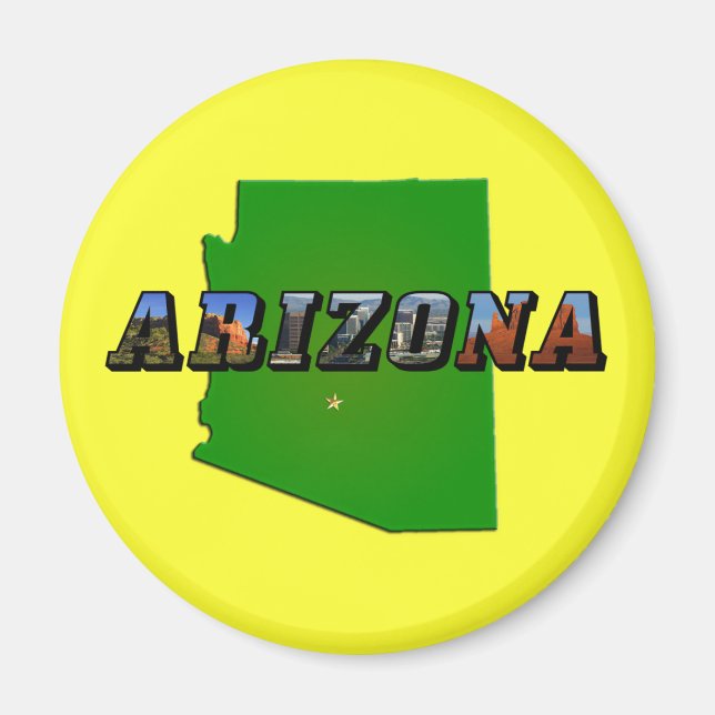 Aimant Carte et texte de l'image de l'Arizona (Devant)