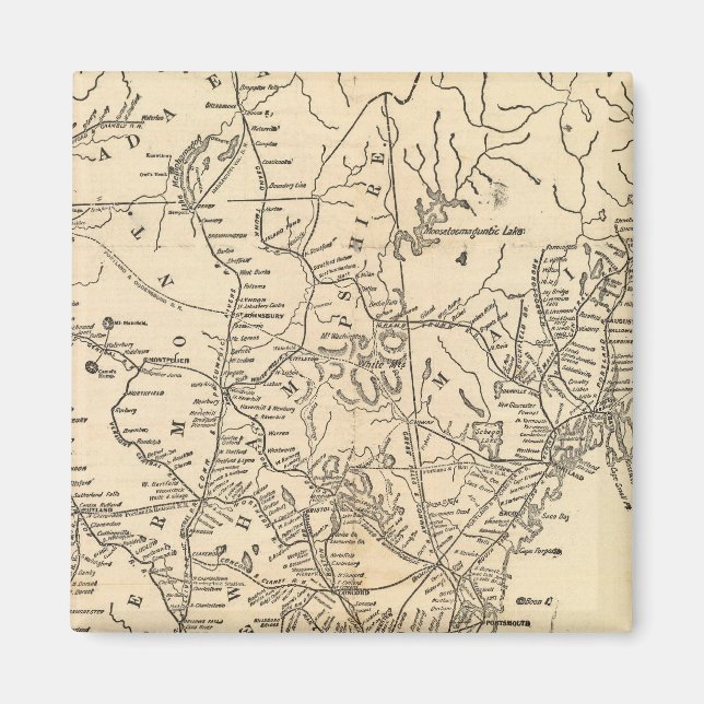Aimant Carte ferroviaire États de la Nouvelle-Angleterre (Devant)