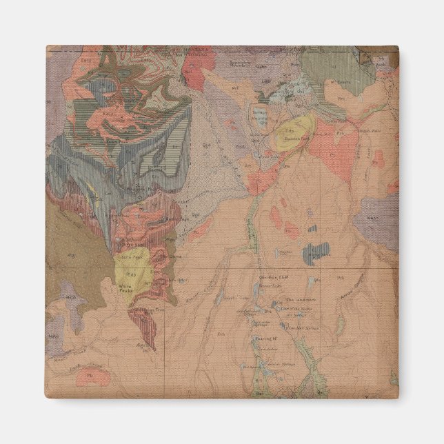 Aimant Carte géologique, Partie nationale de Yellowstone, (Devant)