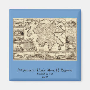 Aimant Carte Grèce/Péloponnèse grecque 1688