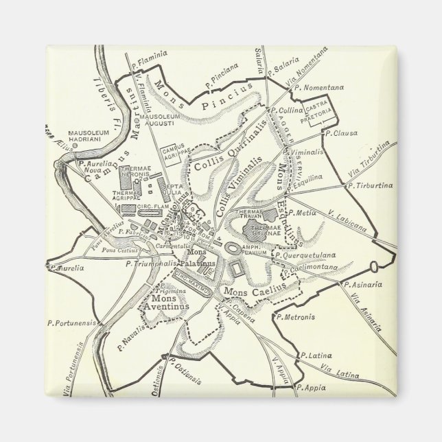 Aimant Carte historique de la ville de Rome (Devant)