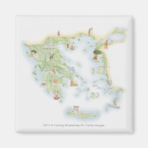 Aimant Carte illustrée de la Grèce antique