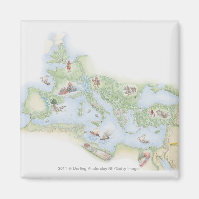 Aimant Carte illustrée de l'Empire romain (Devant)