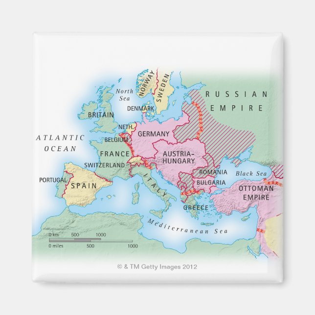 Aimant Carte illustrée de l'Europe (Devant)