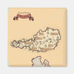 Aimant Carte illustrée vintage d'Autriche